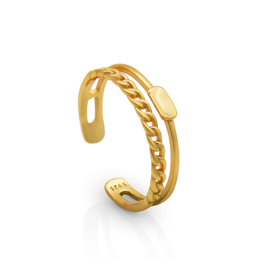 Abbey Gold Double Band Chain Ring