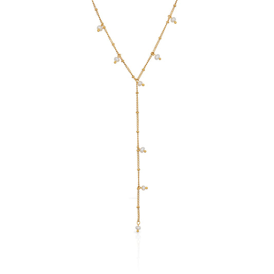Livia Gold Pearl Lariat Necklace