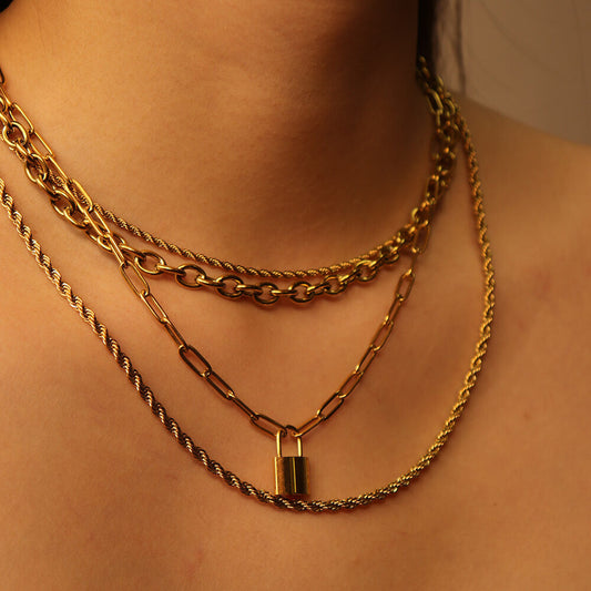 Neo Gold Padlock Pendant Necklace