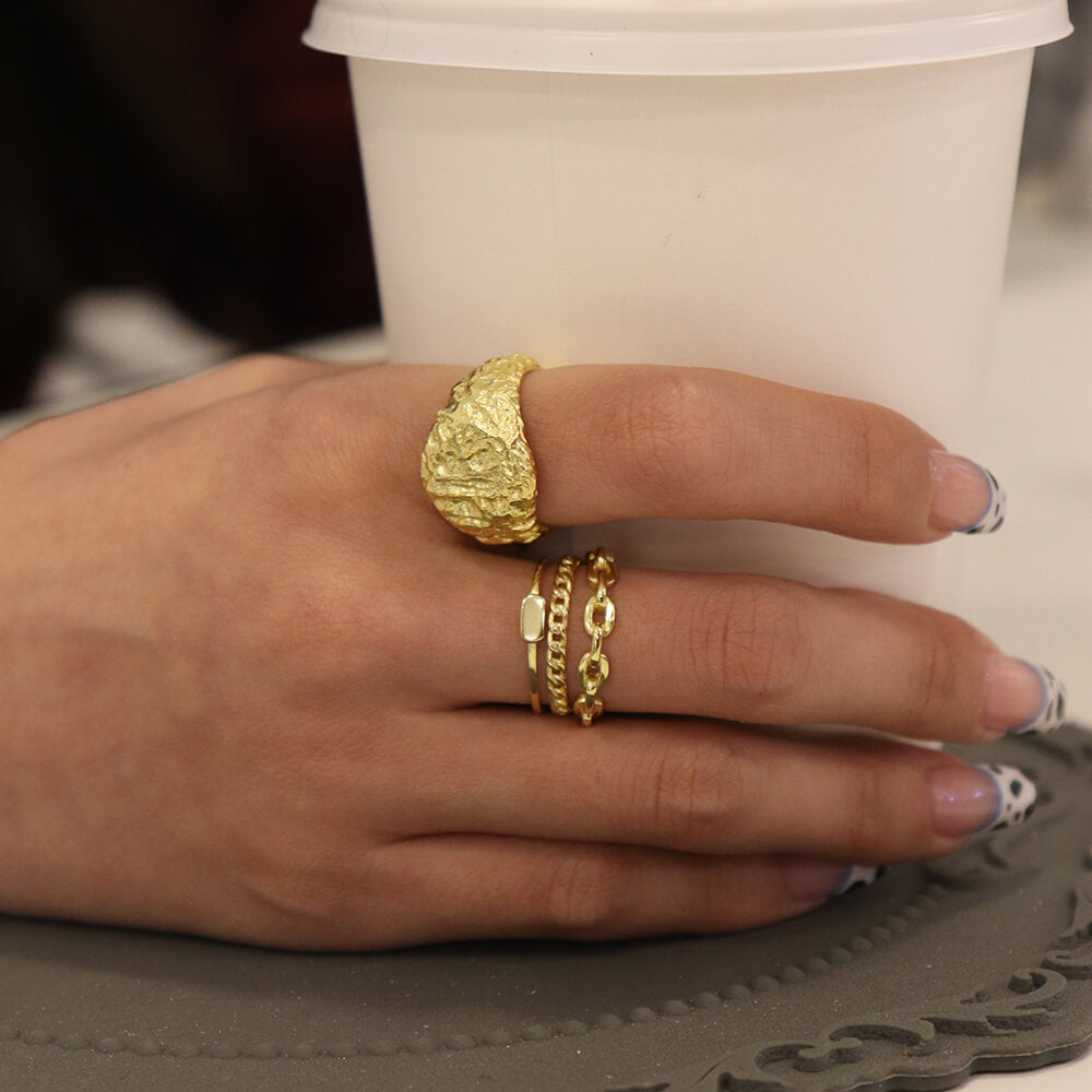 Abbey Gold Double Band Chain Ring