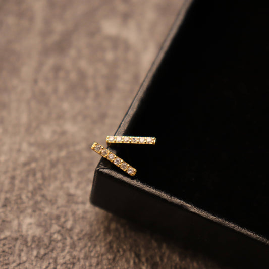 Amaya Gold Pavé Bar Stud Earrings