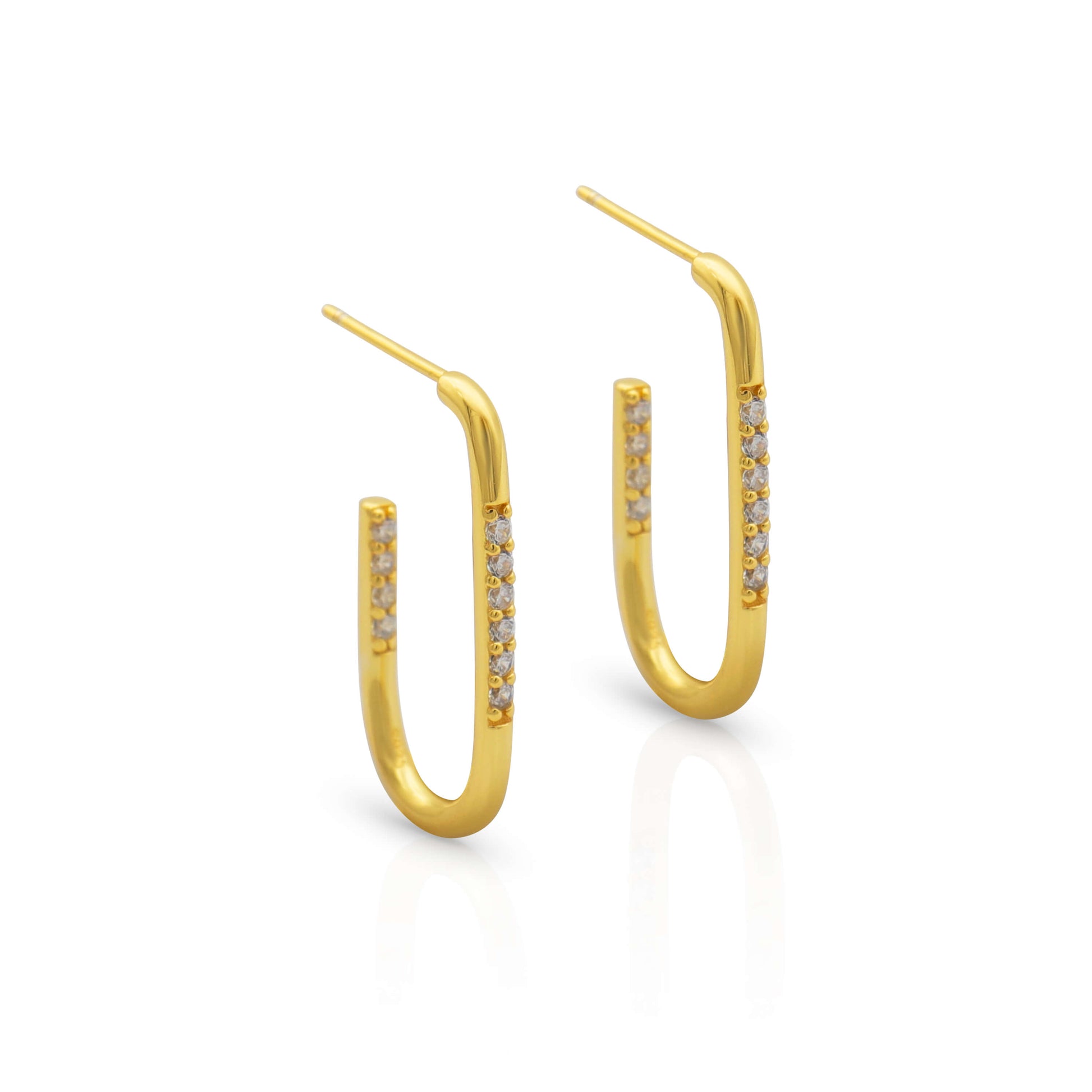 Aurora Gold Pavé Rectangle Hoop Earrings