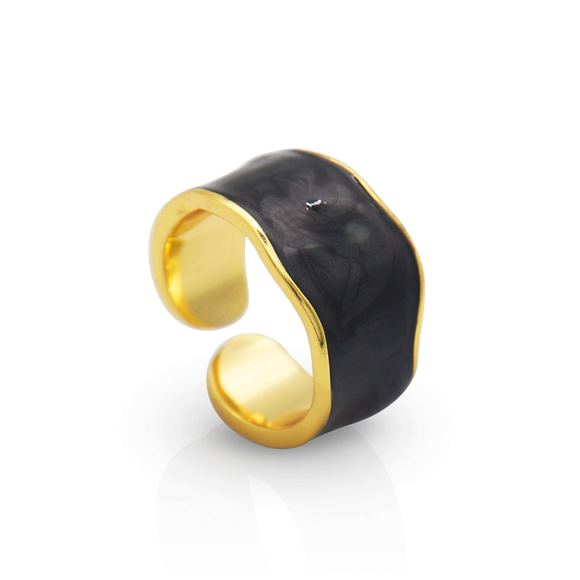 Cassias Black Solid Ring