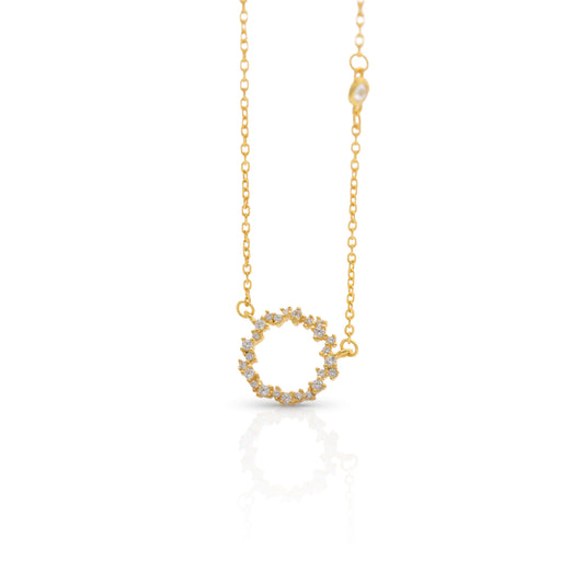 Ceren Gold Open Circle Pendant Necklace