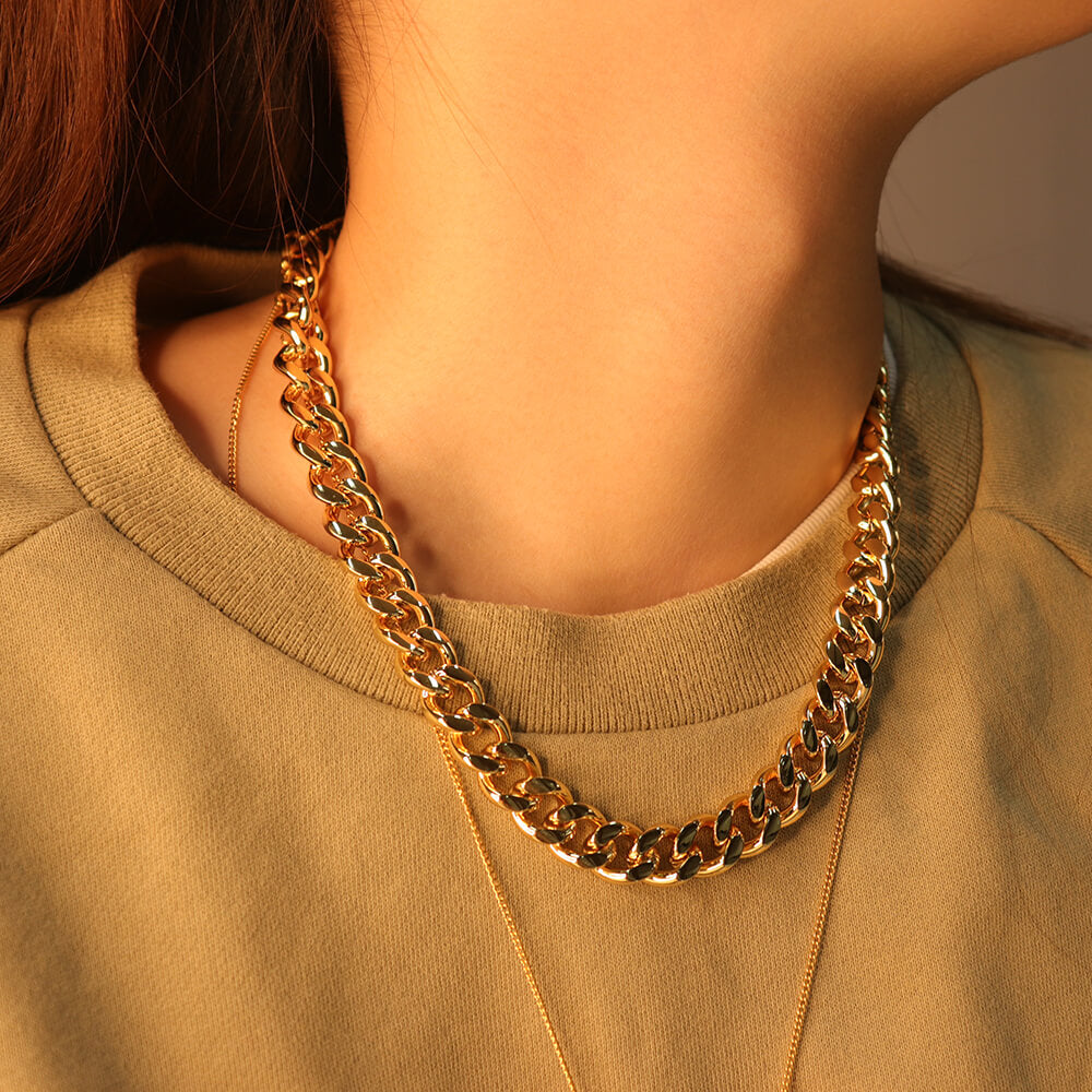 Dhillon Gold Chunky Cuban Chain Necklace