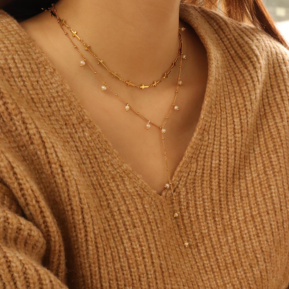 Chunky Lariat Necklace with Pearl Pendant – Viviane Guenoun