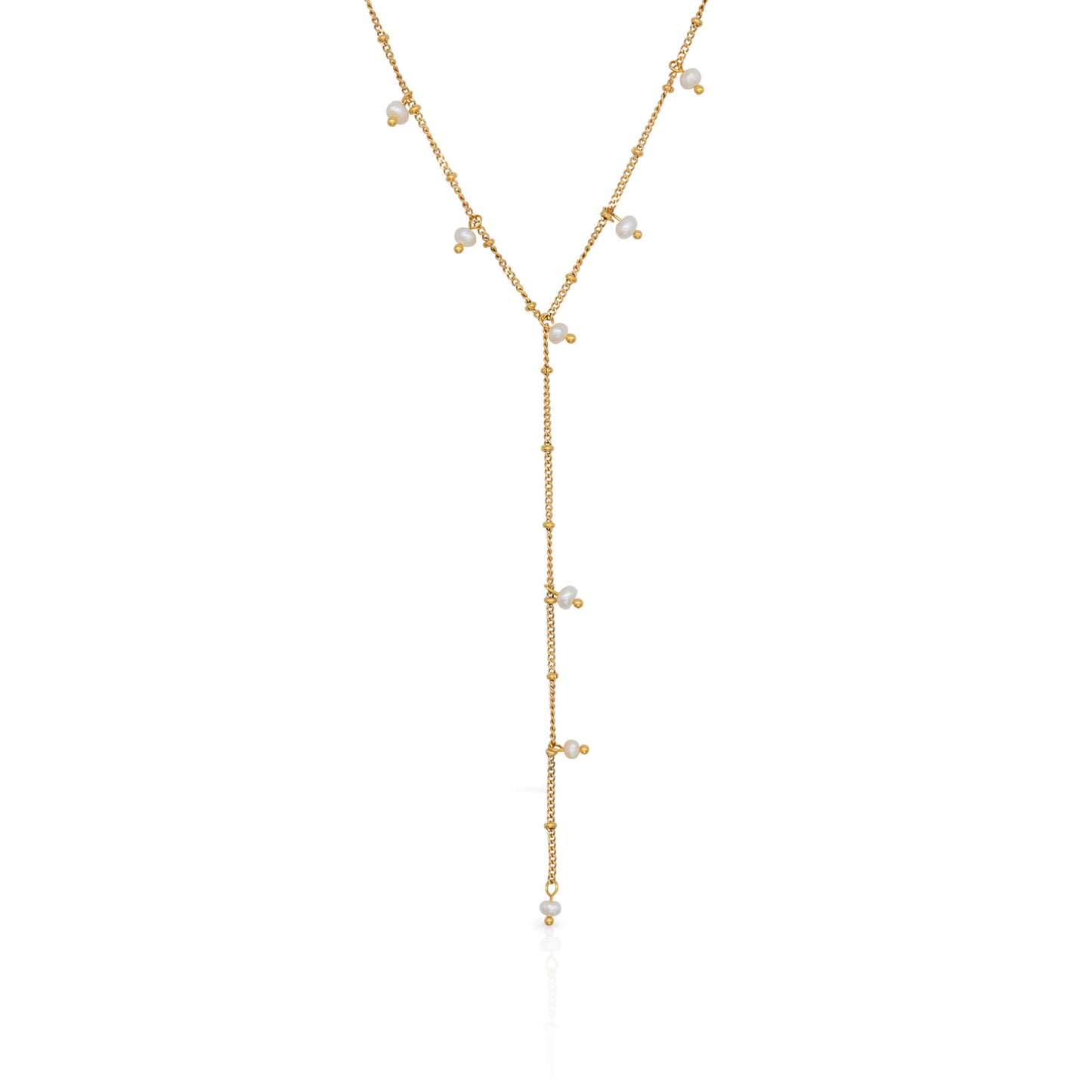 Livia Gold Pearl Lariat Necklace