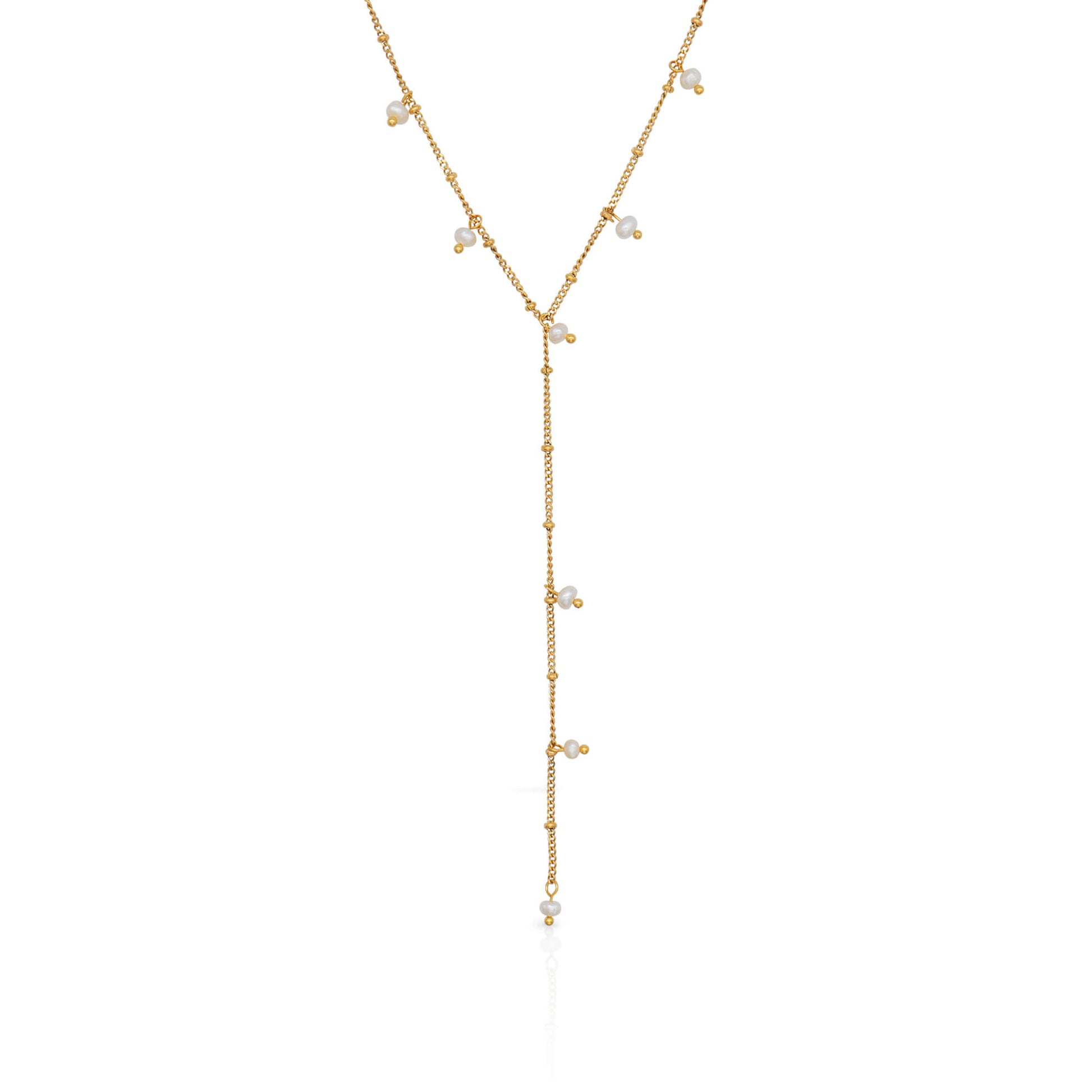 Livia Gold Pearl Lariat Necklace