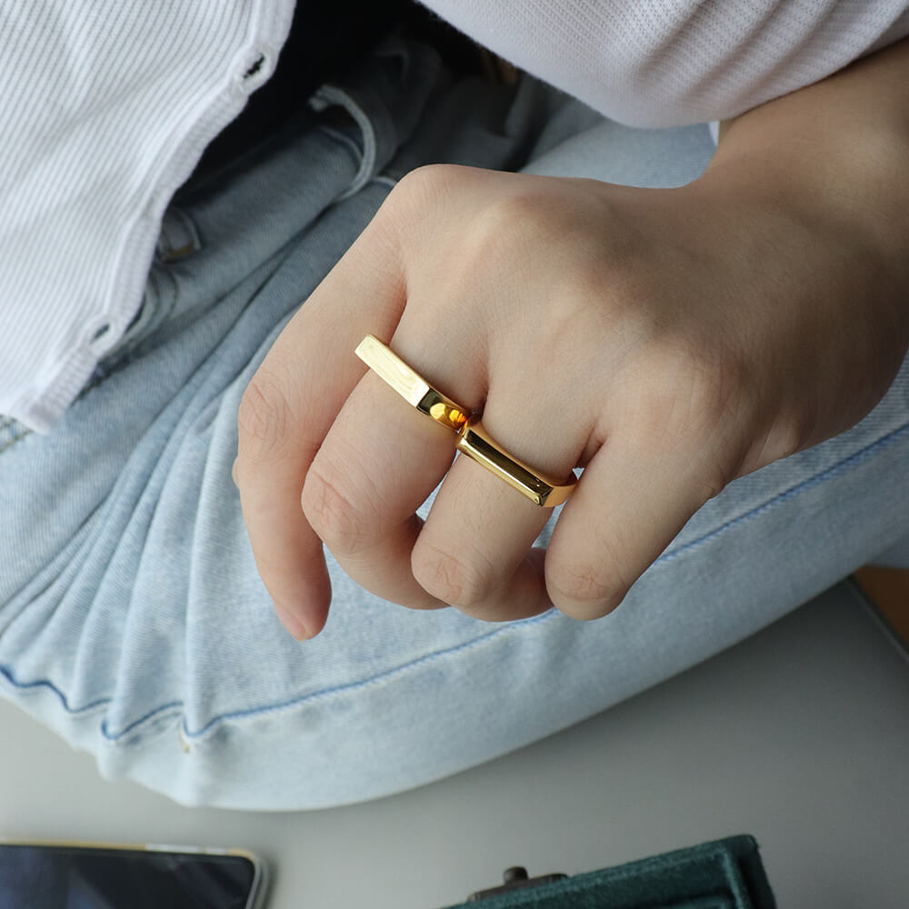 Maxim Raised Gold Bar Ring