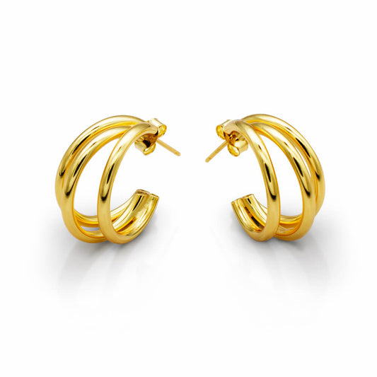 Mia Gold Triple Hoop Earring