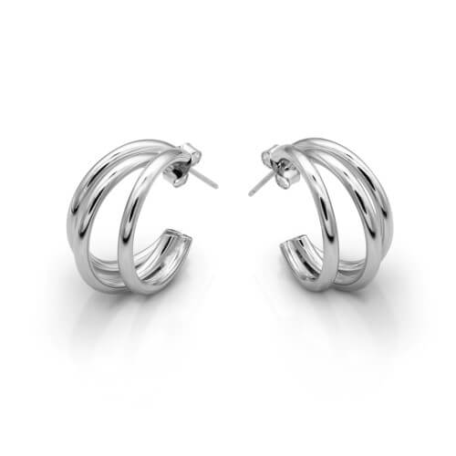 Mia Silver Triple Hoop Earring