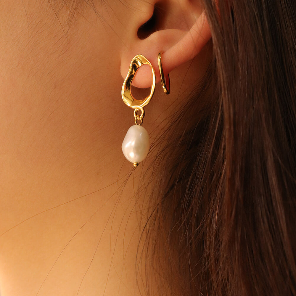 Nola Gold Pearl Drop Earrings