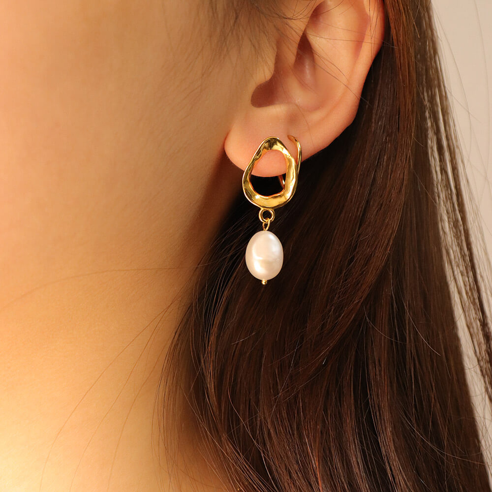 Nola Gold Pearl Drop Earrings