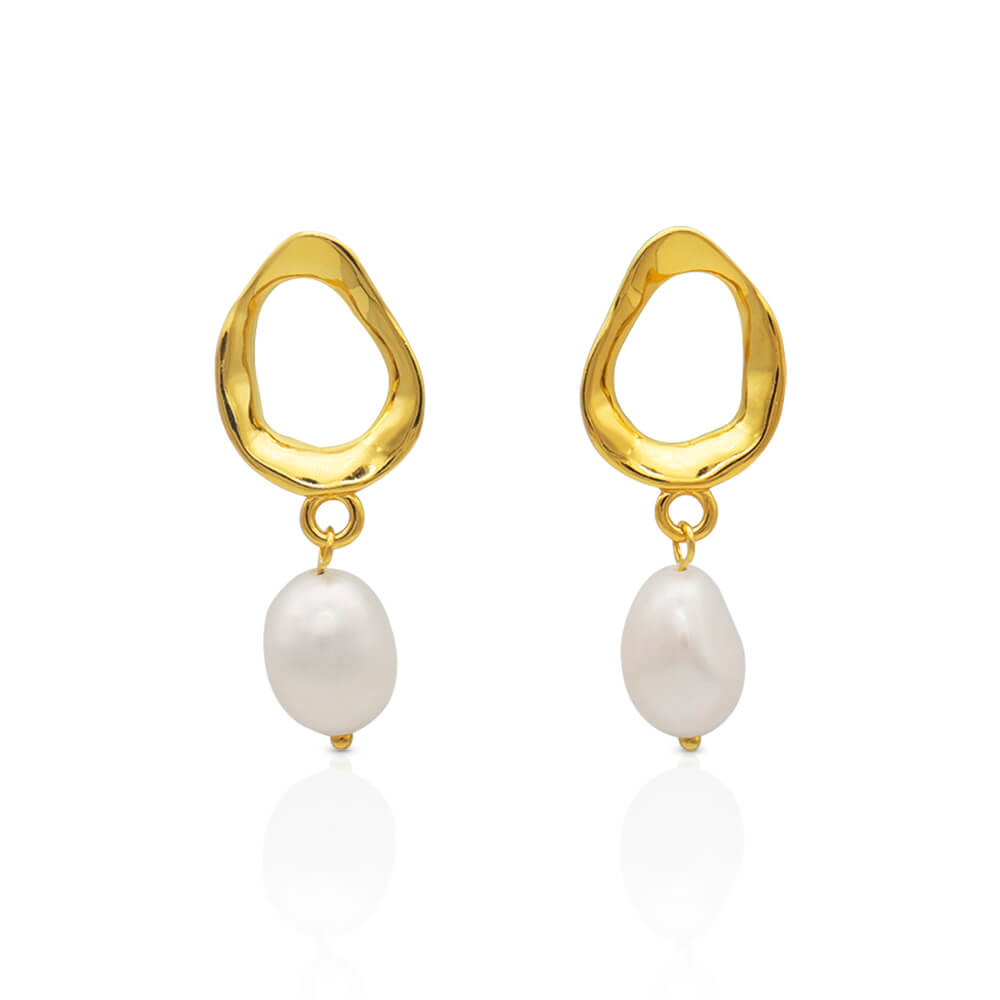 Nola Gold Pearl Drop Earrings