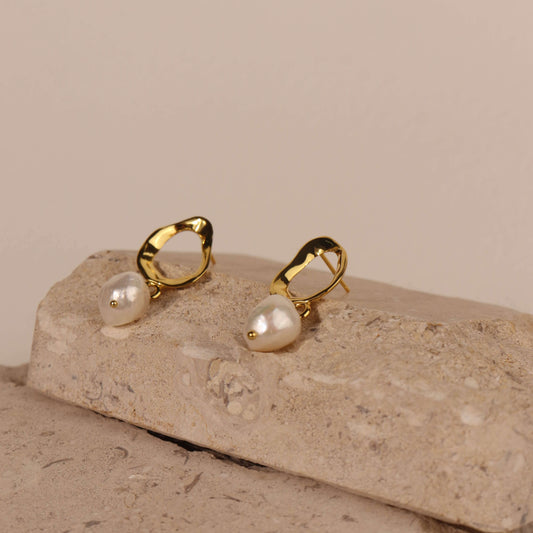 Nola Gold Pearl Drop Earrings