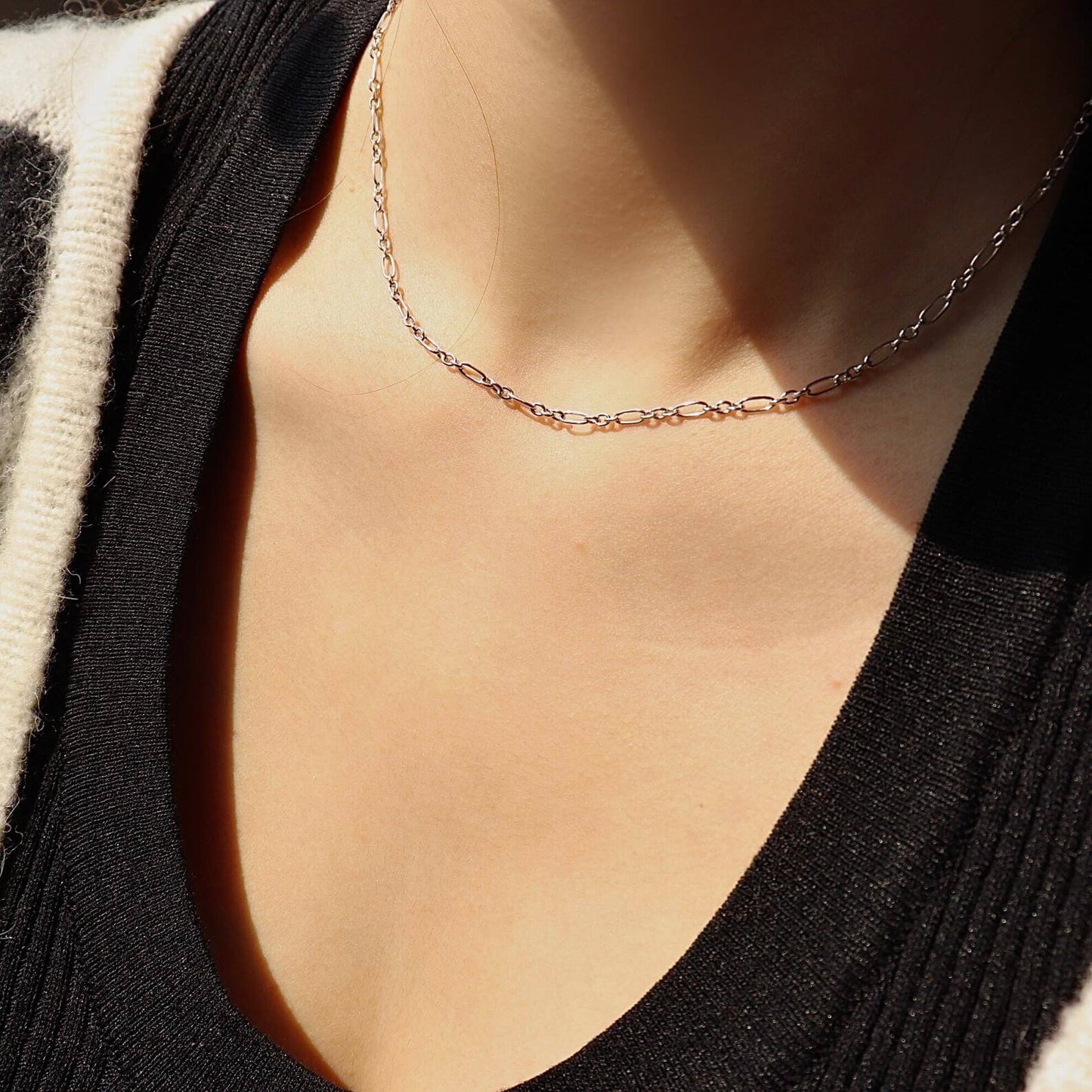 Orzan Silver Dainty Chain Necklace