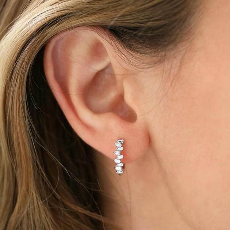 Raya Silver CZ Huggie Earrings