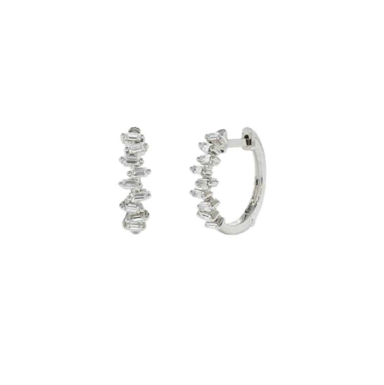 Raya Silver CZ Huggie Earrings