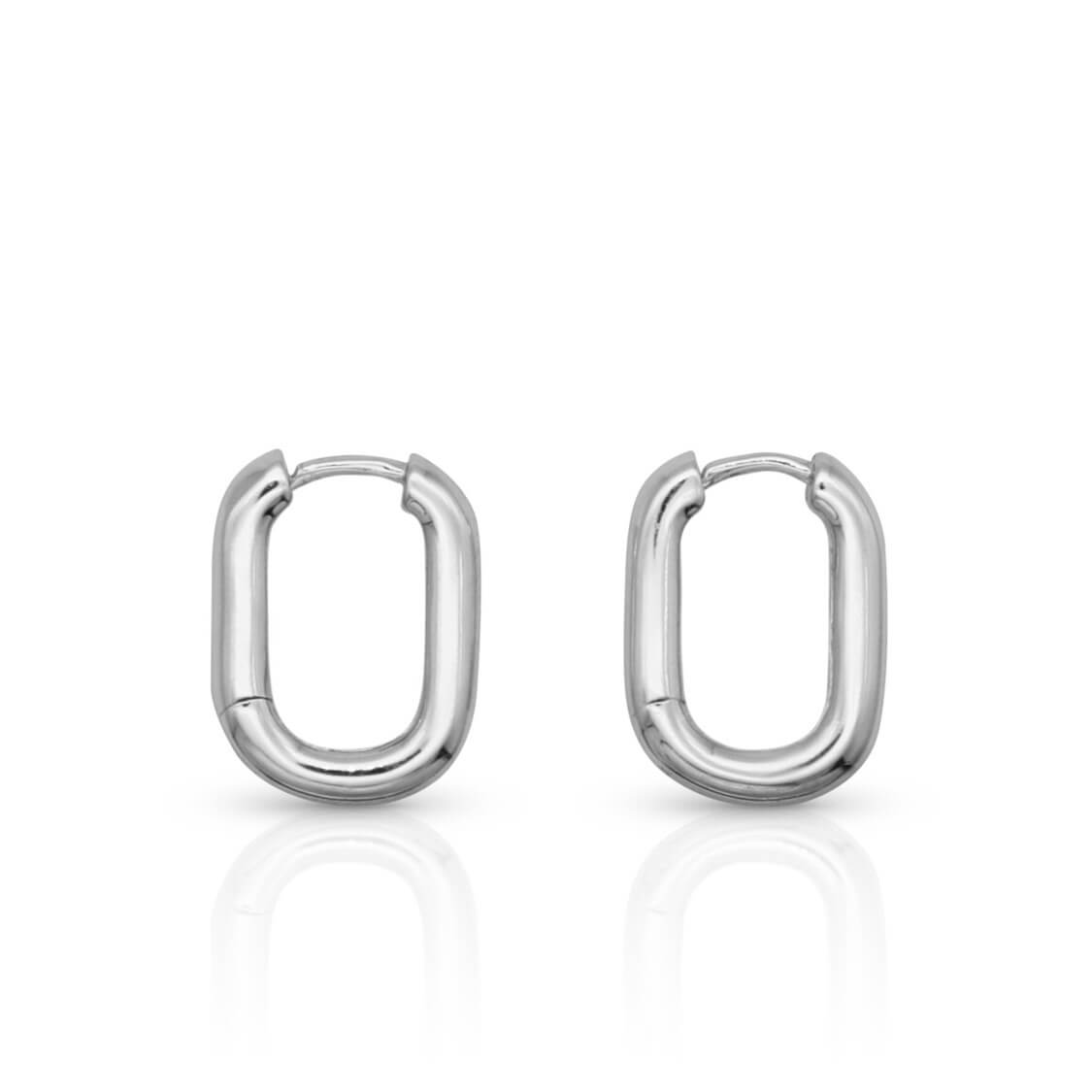 Remy Silver Rectangle Huggie Earrings