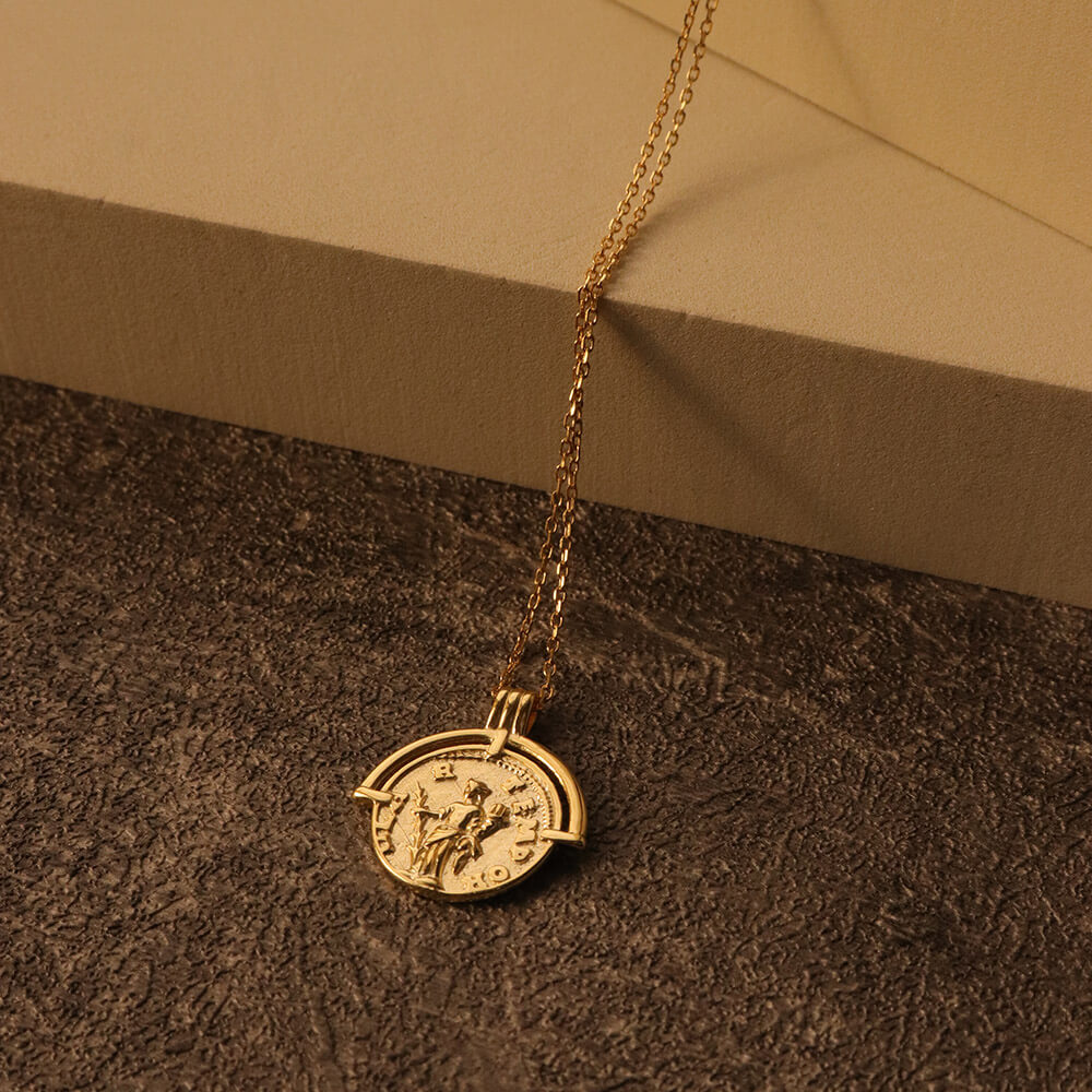 Roman Gold Coin Pendant Necklace