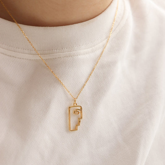 Schekinah Gold Face Pendant Necklace