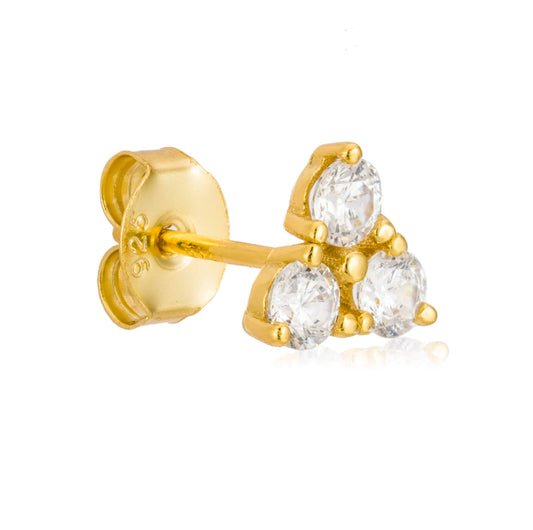 Tri Dot Gold Stud Earrings