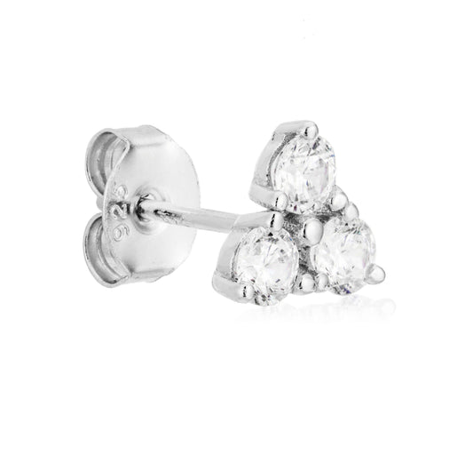 Tri Dot Silver Stud Earrings